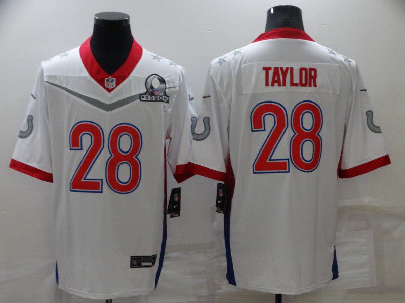 Cheap Men Indianapolis Colts 28 Taylor White Nike 2022 All star Pro bowl Limited NFL Jersey